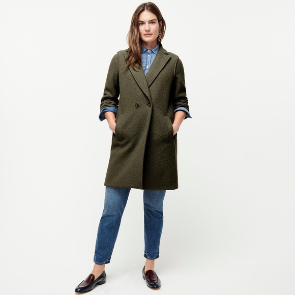 J Crew Topcoat Italian Boiled Wool in Dark Moss - Size 4